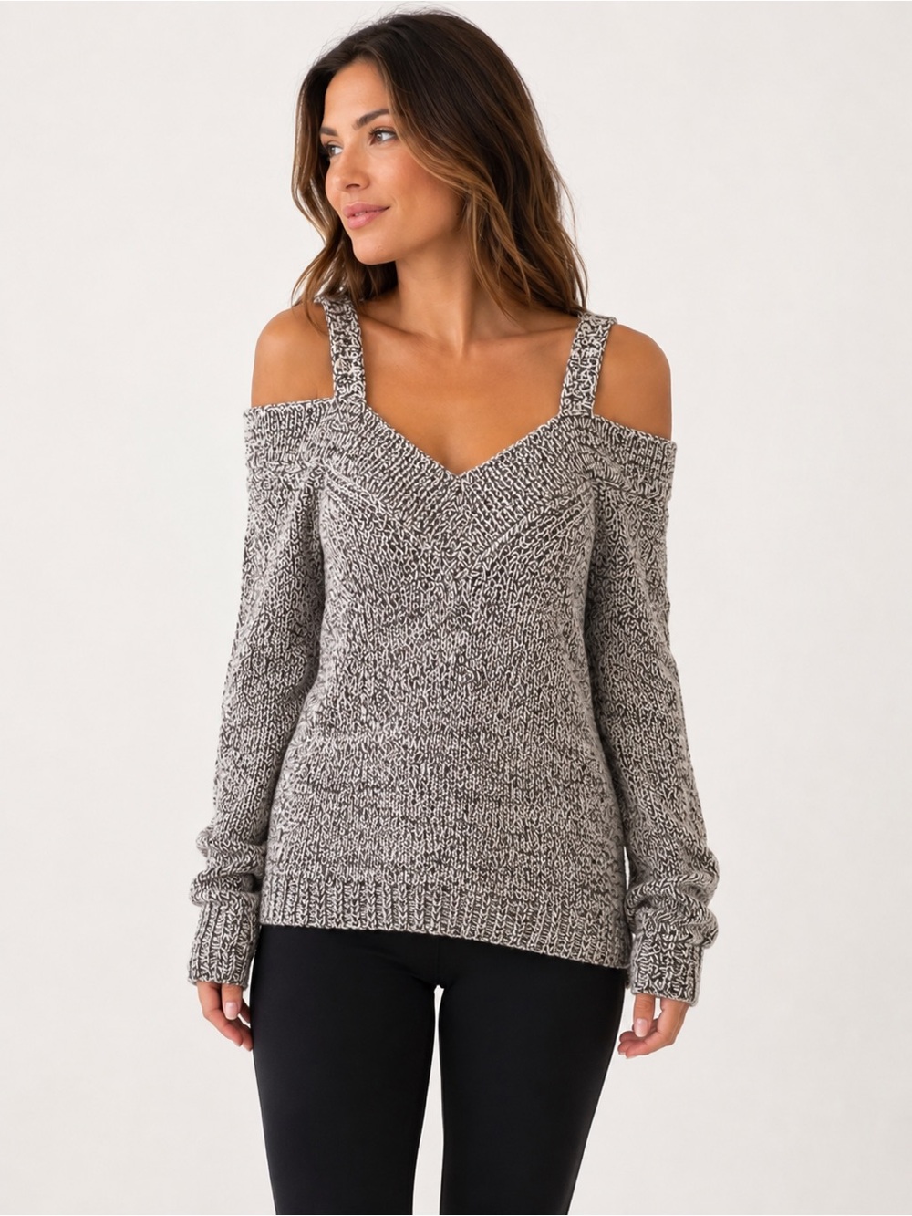 DEX Marled Knit Cold Shoulder Sweater – Size Small